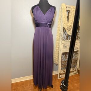 David's Bridal Plum Maxi Dress with Satin Detail